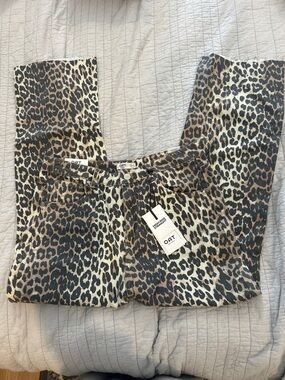 OAT Leopard Print Straight Jeans - Brown/Black size 12 length 28